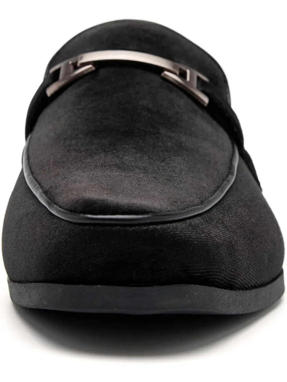 UUBARIS Men's Black Velvet Loafers Metal Buckle Comfortable Slip On Formal Shoes